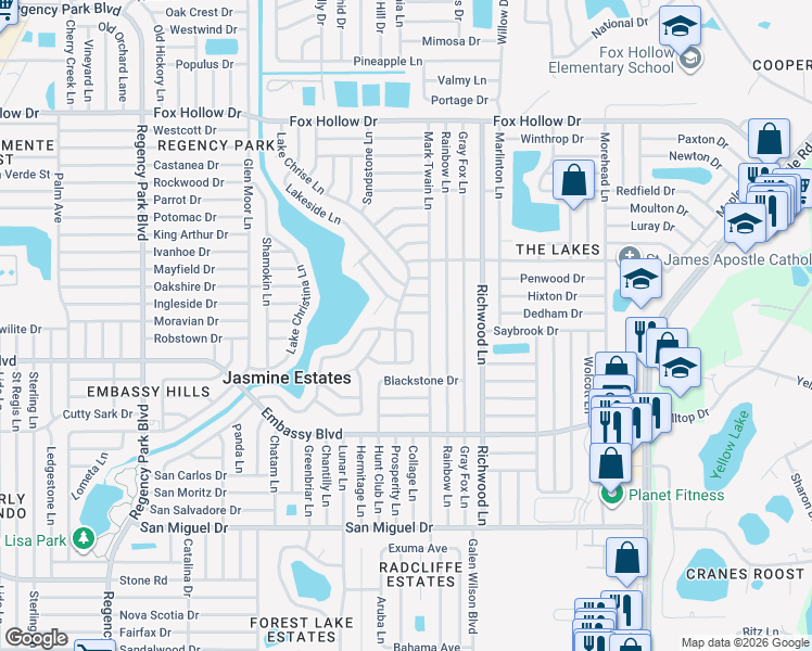 map of restaurants, bars, coffee shops, grocery stores, and more near 7813 Vienna Lane in Port Richey