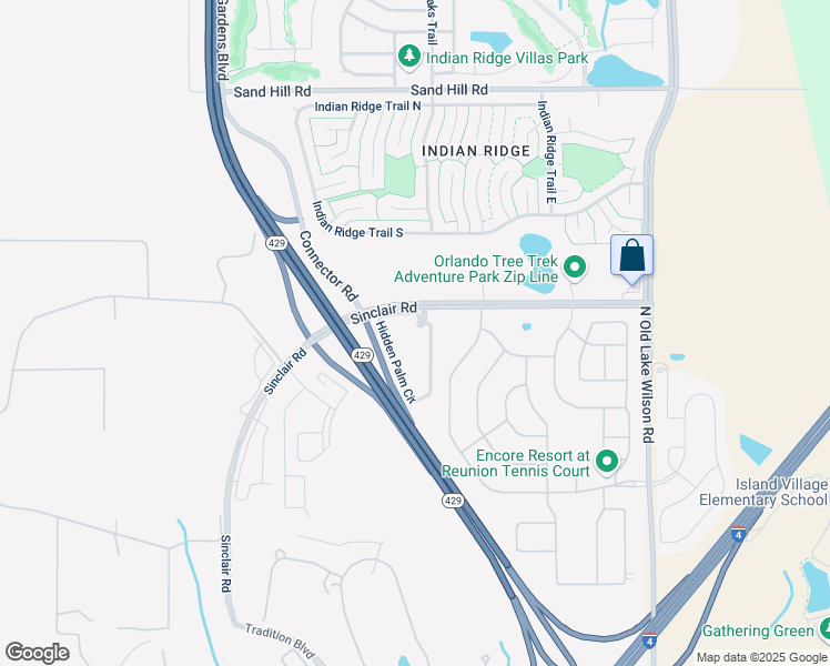 map of restaurants, bars, coffee shops, grocery stores, and more near 400 Hidden Palm Circle in Kissimmee