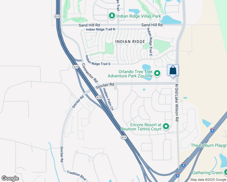 map of restaurants, bars, coffee shops, grocery stores, and more near 340 Hidden Palm Circle in Four Corners