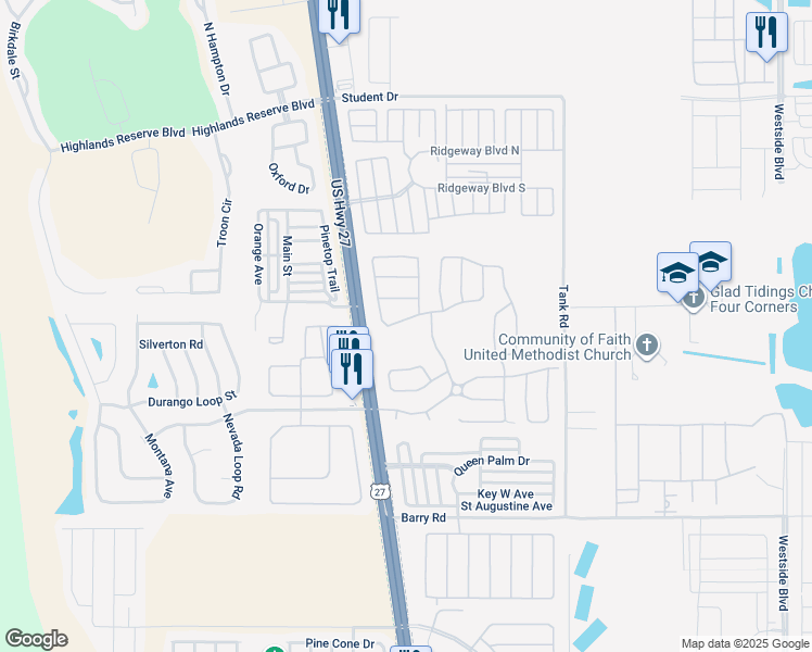 map of restaurants, bars, coffee shops, grocery stores, and more near 428 Bloomingdale Drive in Davenport