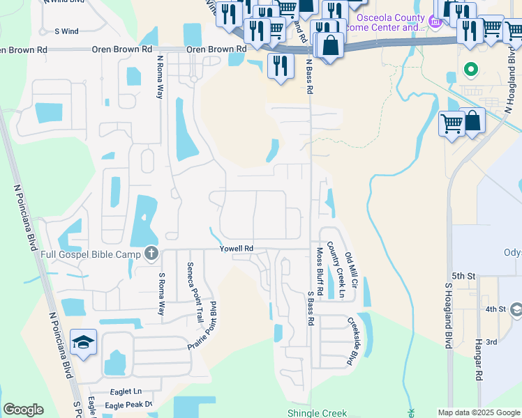 map of restaurants, bars, coffee shops, grocery stores, and more near 240 Ballo Drive in Kissimmee