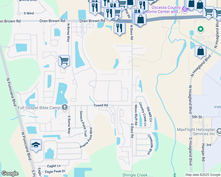 map of restaurants, bars, coffee shops, grocery stores, and more near 240 Ballo Drive in Kissimmee