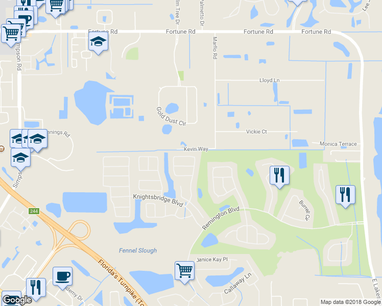 map of restaurants, bars, coffee shops, grocery stores, and more near 139 Southampton Drive in Kissimmee