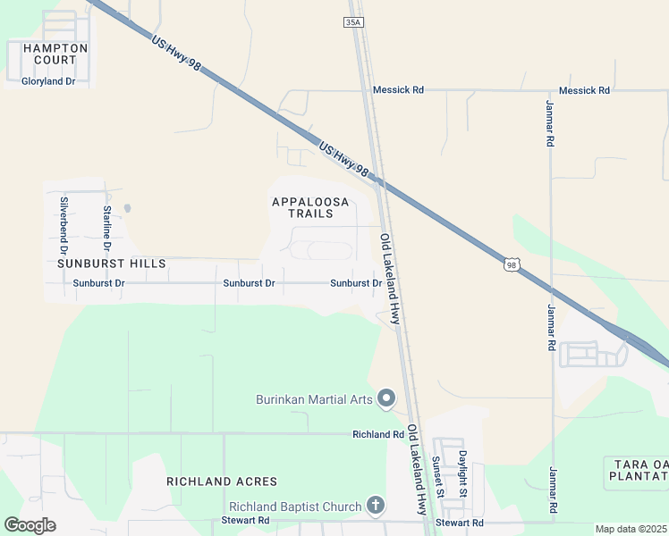 map of restaurants, bars, coffee shops, grocery stores, and more near 40325 Sunburst Drive in Dade City
