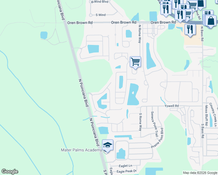 map of restaurants, bars, coffee shops, grocery stores, and more near 4773 Ormond Beack Way in Kissimmee