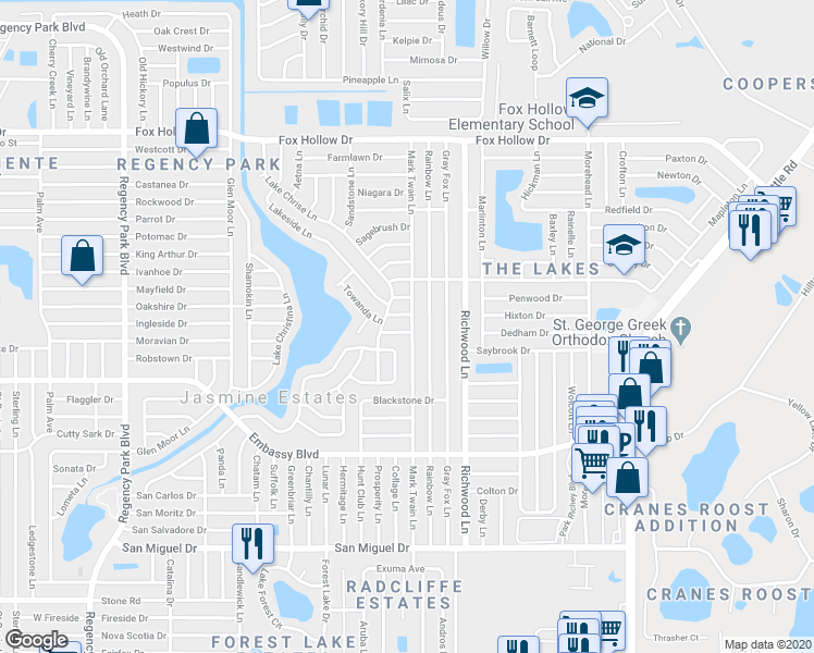 map of restaurants, bars, coffee shops, grocery stores, and more near 7835 Flintlock Drive in Port Richey