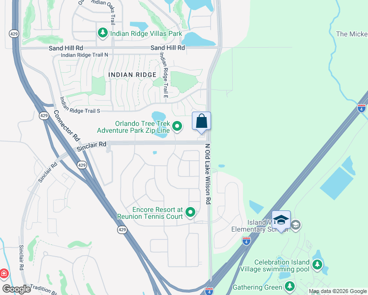 map of restaurants, bars, coffee shops, grocery stores, and more near 521 Lasso Drive in Kissimmee