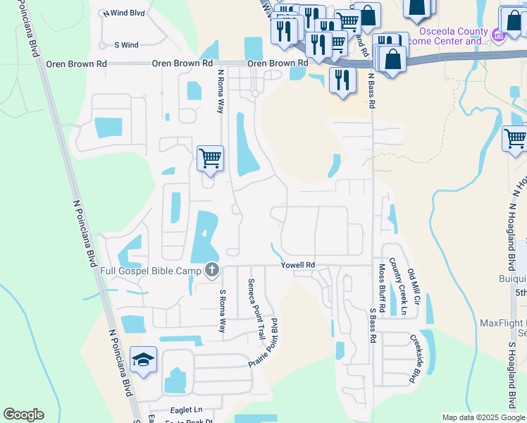 map of restaurants, bars, coffee shops, grocery stores, and more near 4564 Cabello Loop in Kissimmee
