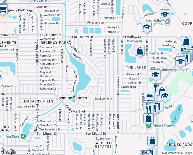 map of restaurants, bars, coffee shops, grocery stores, and more near 9524 Towanda Lane in Port Richey