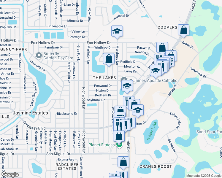 map of restaurants, bars, coffee shops, grocery stores, and more near 8227 Hixton Drive in Port Richey