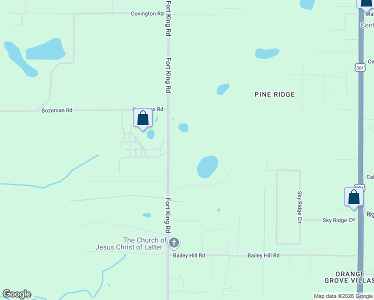 map of restaurants, bars, coffee shops, grocery stores, and more near 9504 Fort King Road in Dade City