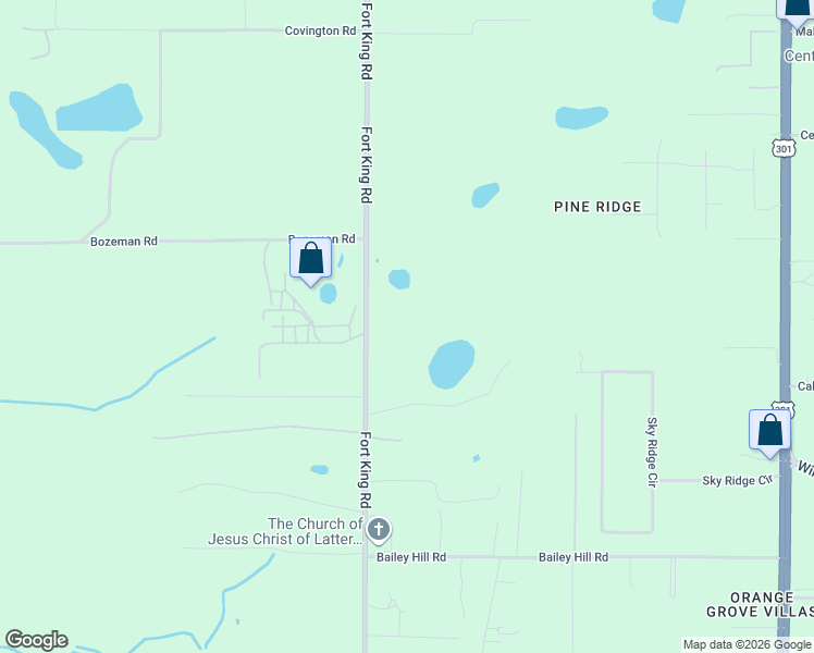 map of restaurants, bars, coffee shops, grocery stores, and more near 9504 Fort King Road in Dade City