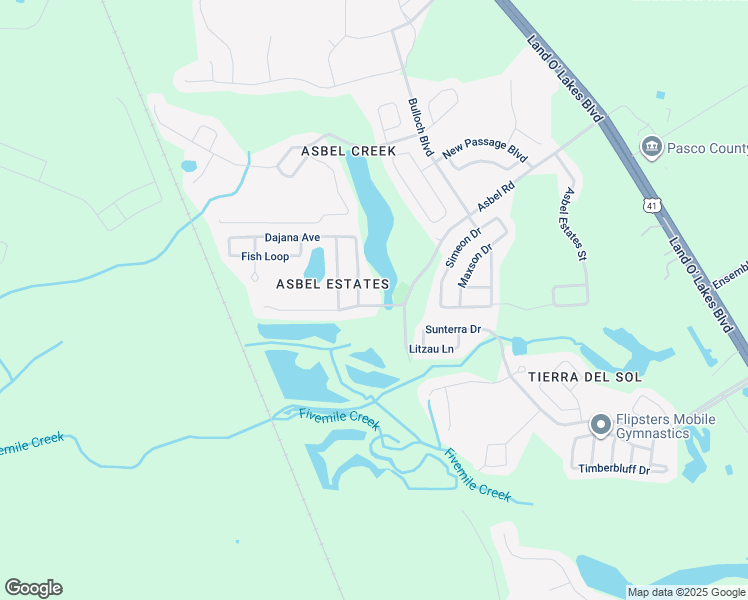 map of restaurants, bars, coffee shops, grocery stores, and more near 18639 New London Avenue in Land O' Lakes