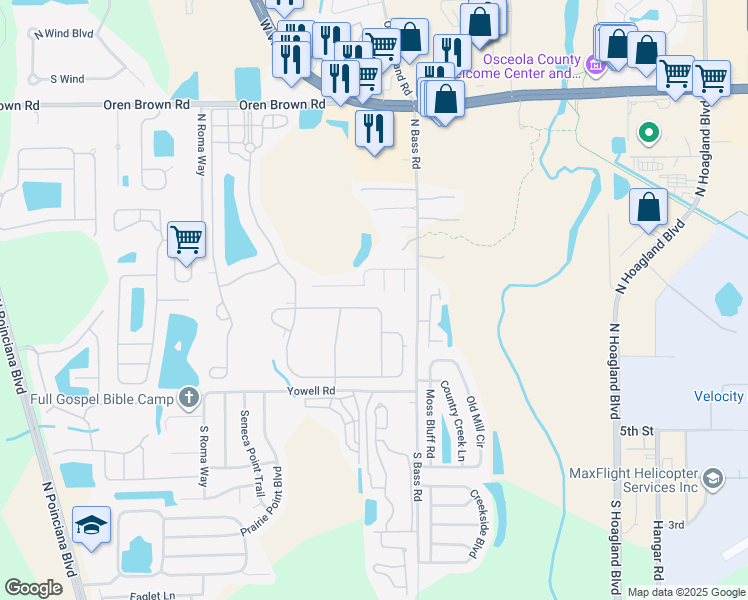 map of restaurants, bars, coffee shops, grocery stores, and more near 610 Keppel Court in Kissimmee