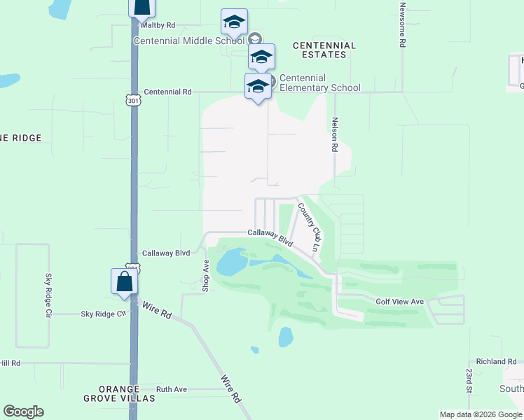 map of restaurants, bars, coffee shops, grocery stores, and more near 38352 Hamrich Drive in Dade City