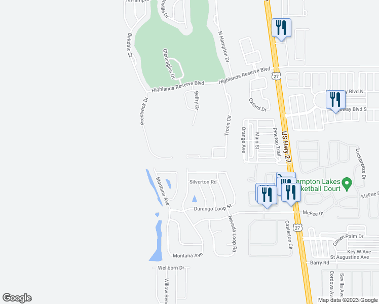 map of restaurants, bars, coffee shops, grocery stores, and more near 137 Troon Circle in Davenport