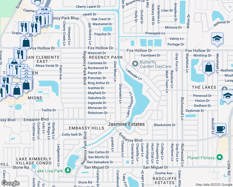 map of restaurants, bars, coffee shops, grocery stores, and more near 9610 Glen Moor Lane in Port Richey
