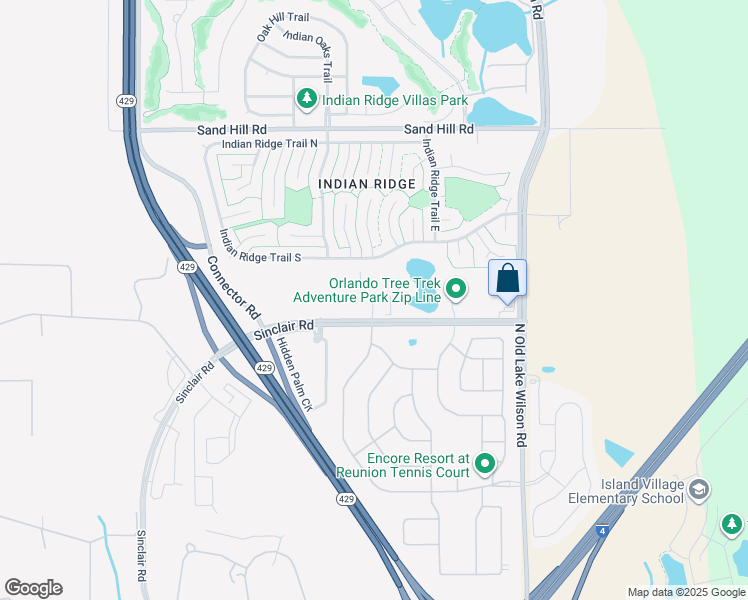 map of restaurants, bars, coffee shops, grocery stores, and more near 7718 Indian Ridge Trail South in Kissimmee