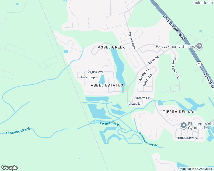 map of restaurants, bars, coffee shops, grocery stores, and more near 9615 Jaybird Lane in Land O' Lakes