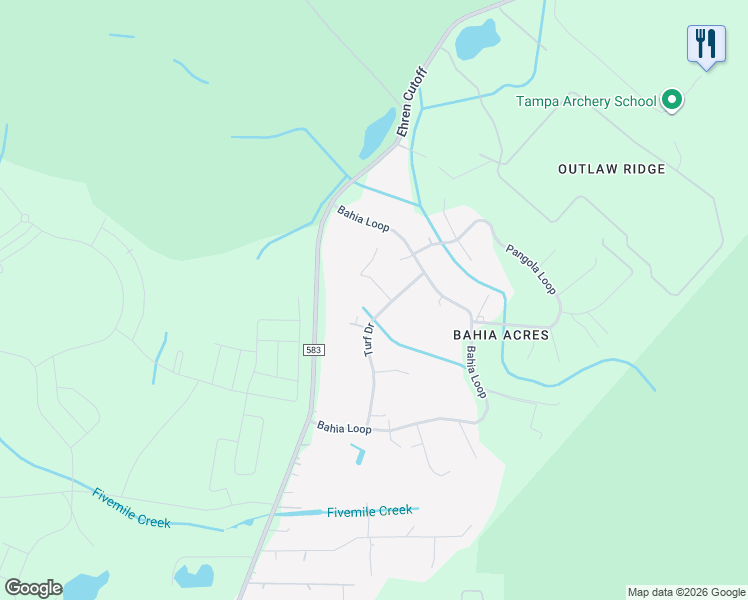 map of restaurants, bars, coffee shops, grocery stores, and more near 9631 Turf Drive in Land O' Lakes