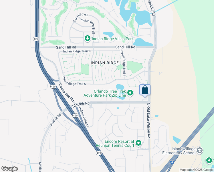 map of restaurants, bars, coffee shops, grocery stores, and more near 7718 Indian Ridge Trail South in Kissimmee