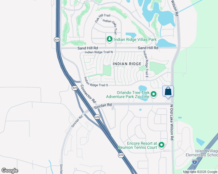 map of restaurants, bars, coffee shops, grocery stores, and more near 7748 Indian Ridge Trail South in Kissimmee