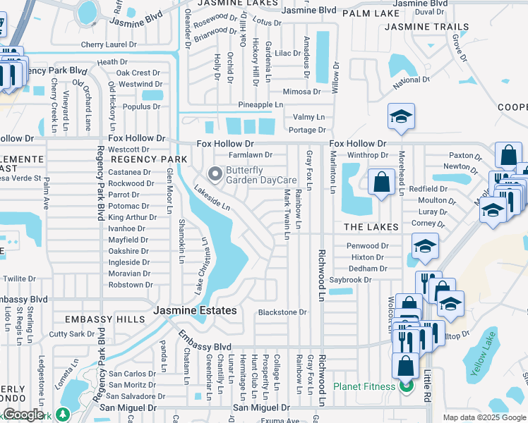map of restaurants, bars, coffee shops, grocery stores, and more near 7805 Treasure Pointe Drive in Port Richey