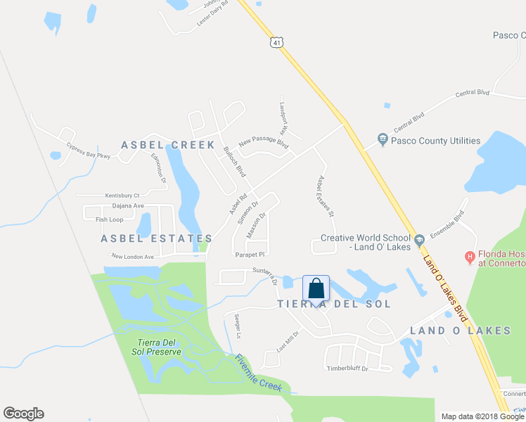 map of restaurants, bars, coffee shops, grocery stores, and more near 9651 Maxson Drive in Land O' Lakes