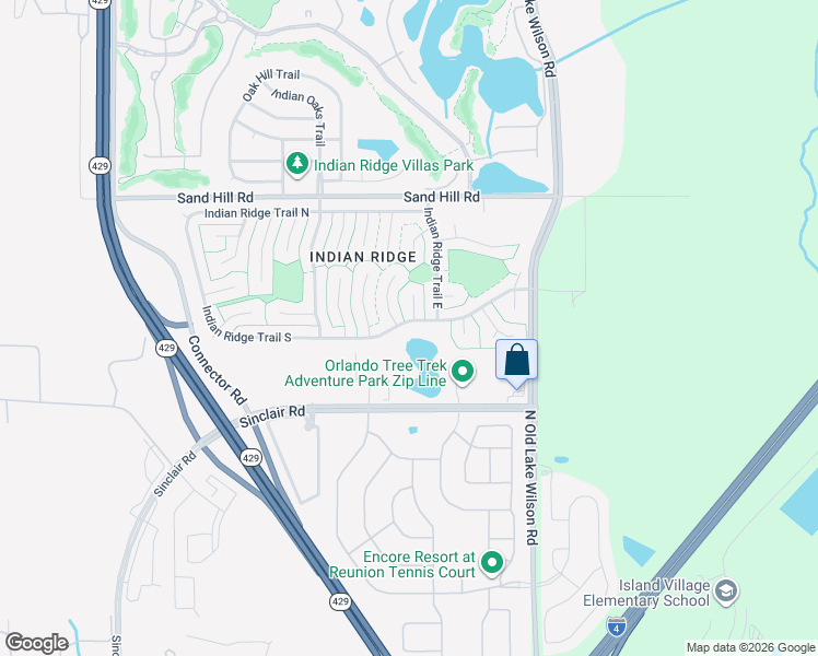 map of restaurants, bars, coffee shops, grocery stores, and more near 7706 Indian Ridge Trail South in Kissimmee
