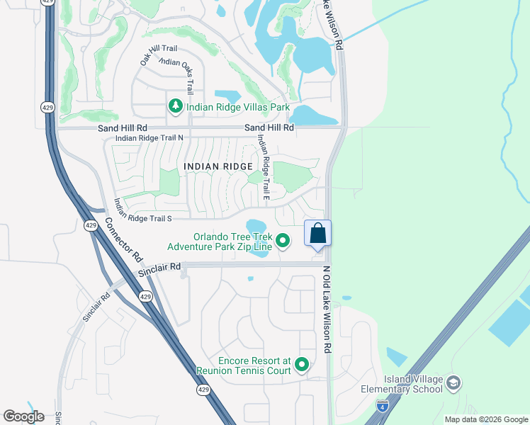 map of restaurants, bars, coffee shops, grocery stores, and more near 7684 Indian Ridge Trail South in Kissimmee