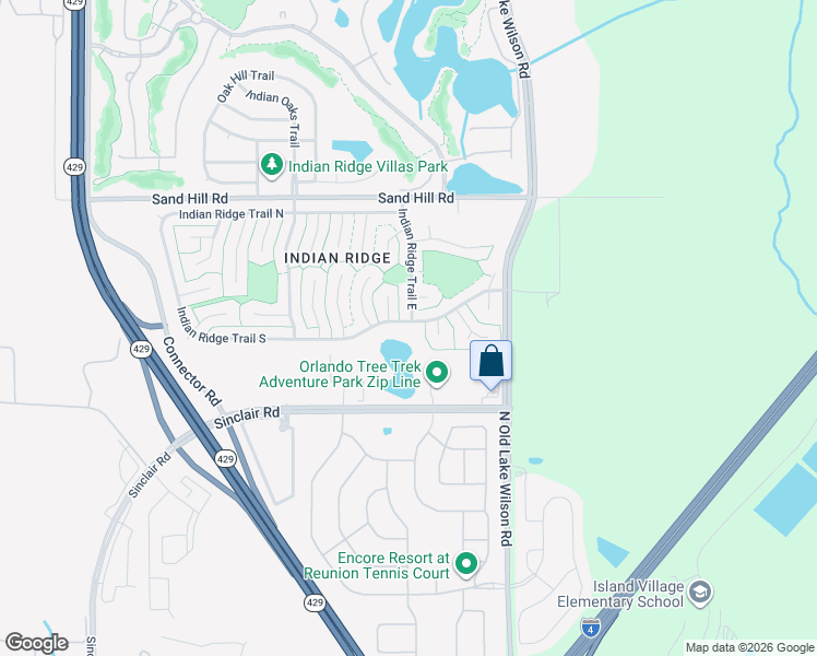 map of restaurants, bars, coffee shops, grocery stores, and more near 7684 Indian Ridge Trail South in Kissimmee