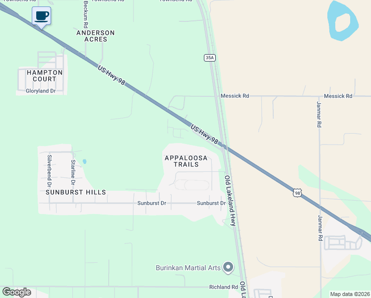 map of restaurants, bars, coffee shops, grocery stores, and more near 40237 Trotter Lane in Dade City