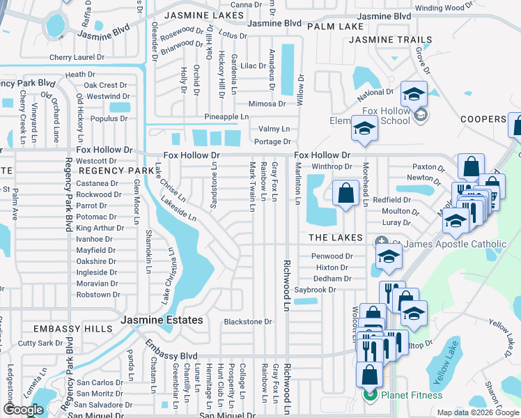 map of restaurants, bars, coffee shops, grocery stores, and more near 7835 Sagebrush Drive in Port Richey