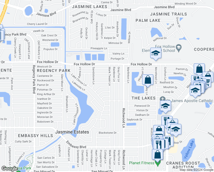 map of restaurants, bars, coffee shops, grocery stores, and more near 7831 Sagebrush Drive in Port Richey