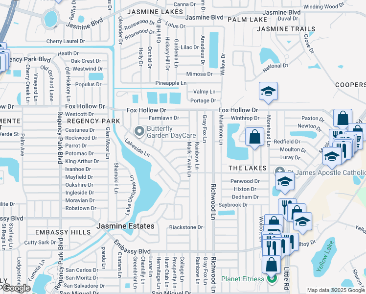 map of restaurants, bars, coffee shops, grocery stores, and more near 7835 Sagebrush Drive in Port Richey