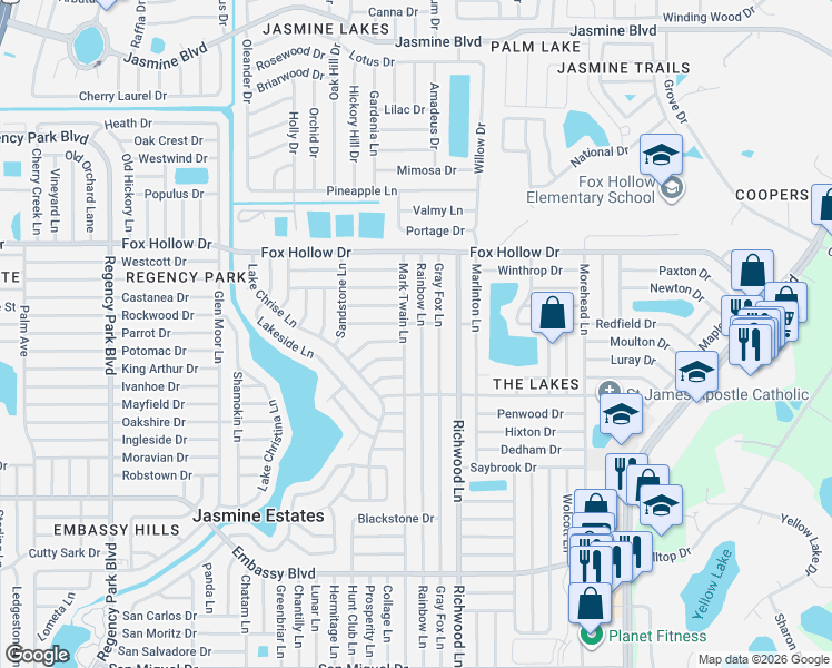 map of restaurants, bars, coffee shops, grocery stores, and more near 7835 Sagebrush Drive in Port Richey