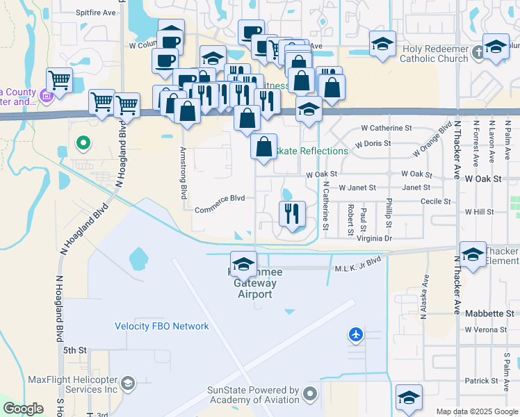 map of restaurants, bars, coffee shops, grocery stores, and more near 820 Green Heron Court in Kissimmee