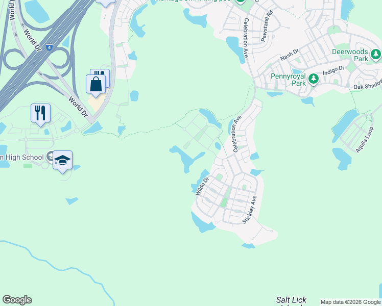 map of restaurants, bars, coffee shops, grocery stores, and more near 1231 Wright Circle in Kissimmee