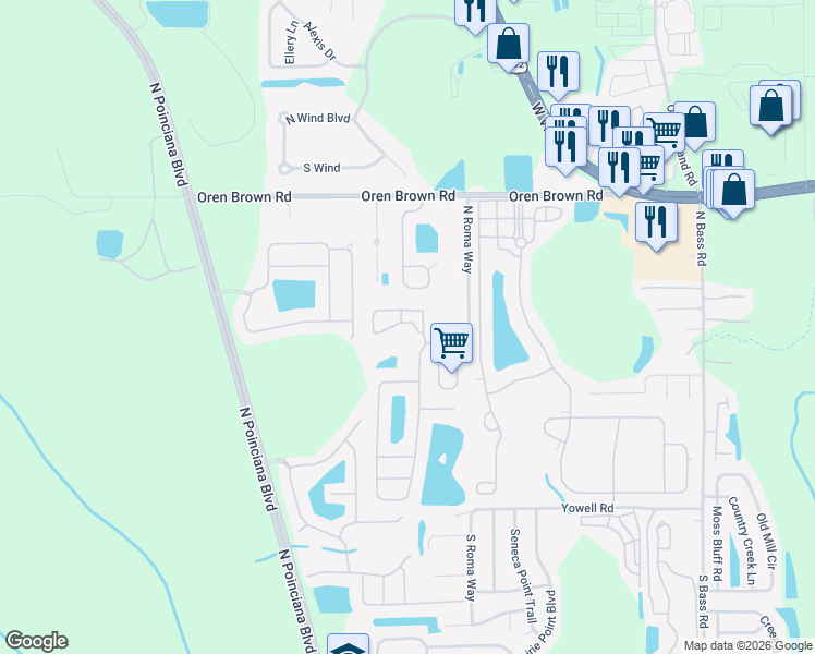 map of restaurants, bars, coffee shops, grocery stores, and more near 1119 Park Ridge Circle in Kissimmee