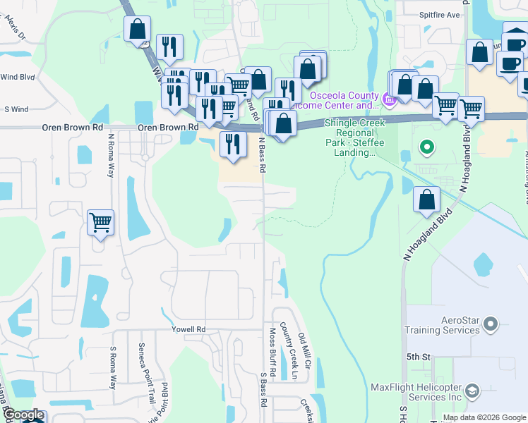 map of restaurants, bars, coffee shops, grocery stores, and more near 4388 Gardenstone Court in Kissimmee