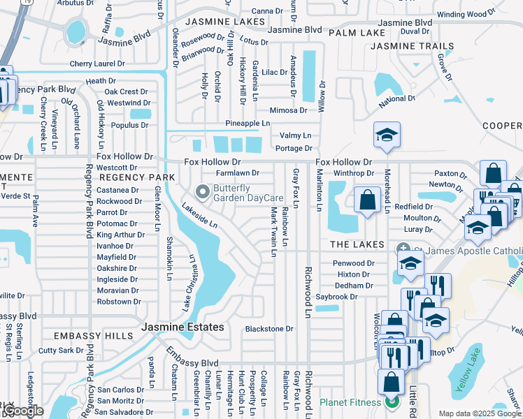 map of restaurants, bars, coffee shops, grocery stores, and more near 7820 Chalafonte Drive in Port Richey