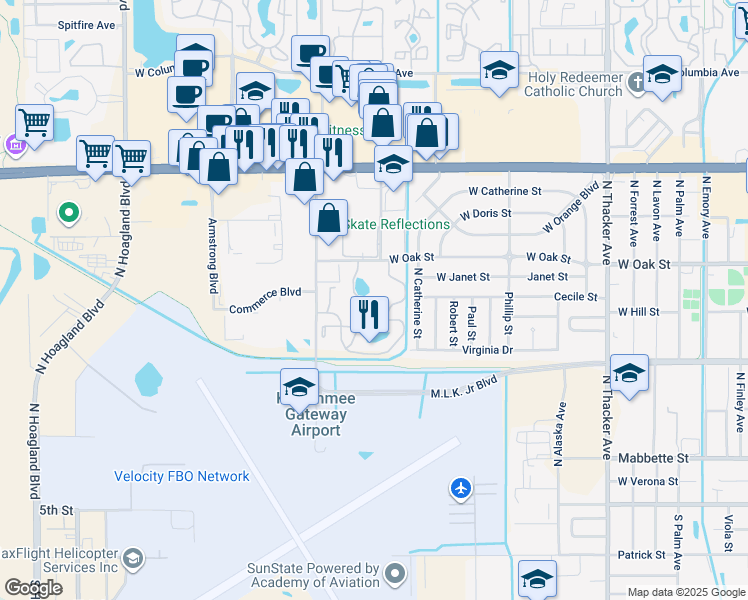 map of restaurants, bars, coffee shops, grocery stores, and more near 3080 D Blue Heron Drive in Kissimmee