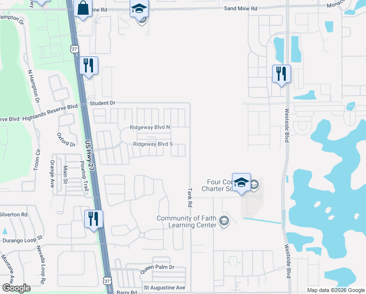 map of restaurants, bars, coffee shops, grocery stores, and more near Tank Rd in Davenport