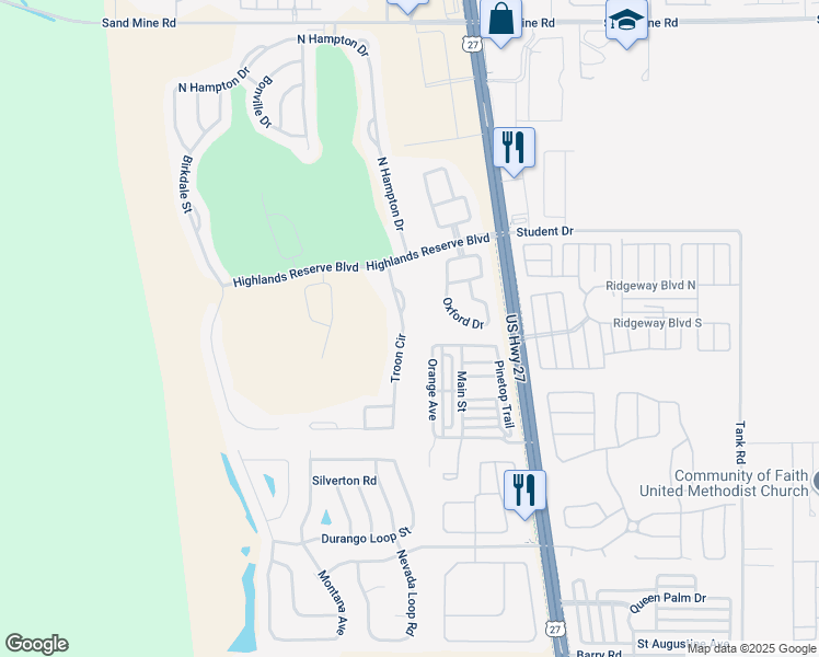 map of restaurants, bars, coffee shops, grocery stores, and more near 918 Troon Circle in Davenport