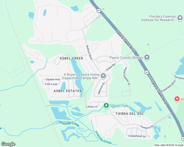 map of restaurants, bars, coffee shops, grocery stores, and more near 9752 Jasmine Brook Circle in Land O' Lakes