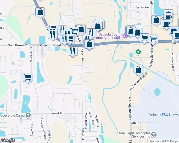 map of restaurants, bars, coffee shops, grocery stores, and more near 4345 Gardenstone Court in Kissimmee