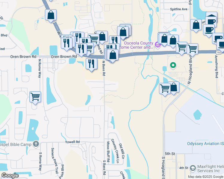 map of restaurants, bars, coffee shops, grocery stores, and more near 4349 Gardenstone Court in Kissimmee