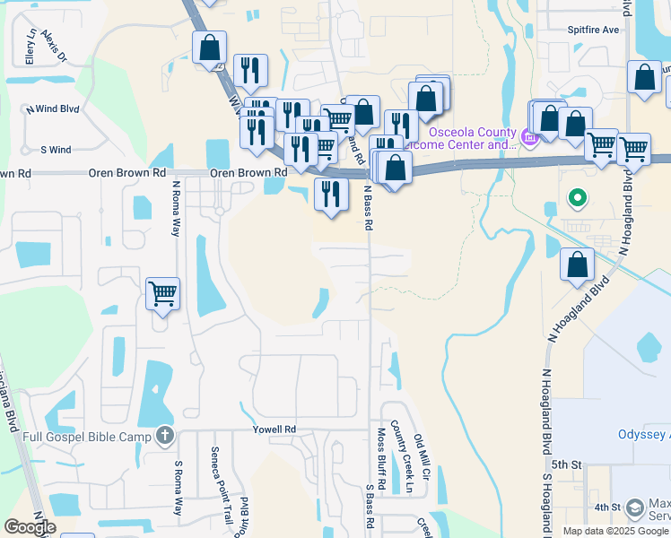 map of restaurants, bars, coffee shops, grocery stores, and more near 4434 Le Reve Court in Kissimmee