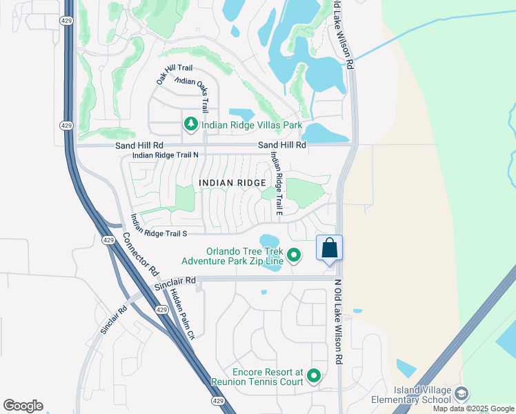 map of restaurants, bars, coffee shops, grocery stores, and more near 1075 Hali Ridge Court in Kissimmee