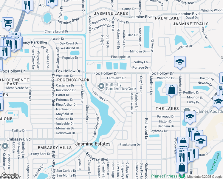 map of restaurants, bars, coffee shops, grocery stores, and more near 9816 Wayside Lane in Port Richey